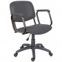 Кресло комплектуется металлическими подлокотниками с накладками в цвет изделия.